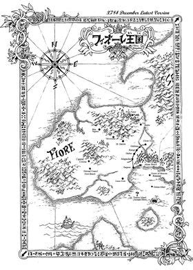 Mapa del reino de Fiore con ubicaciones clave de Fairy Tail
