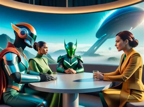 Chicas luchando con trajes de ciencia ficción