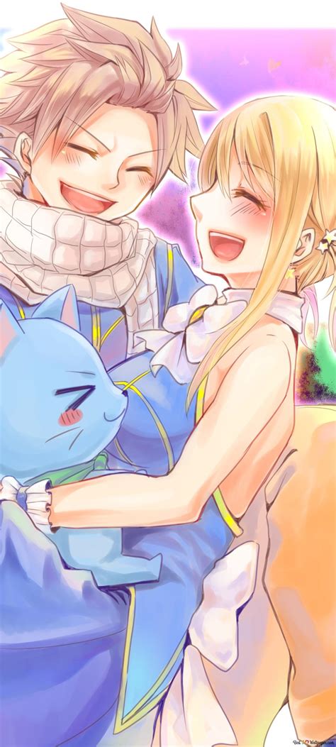 Natsu, Lucy y Happy en una noche típica en Magnolia