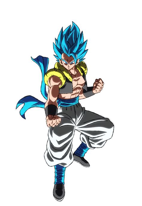 Gogeta Super Saiyan Blue preparándose para lanzar un ataque contra Broly