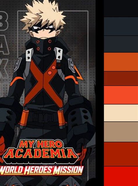 Paleta de colores del traje de héroe de Katsuki Bakugo