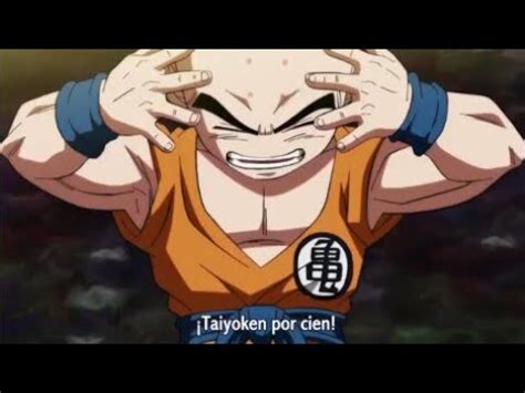 Krilin siendo cegado por el Taiyoken de Célula