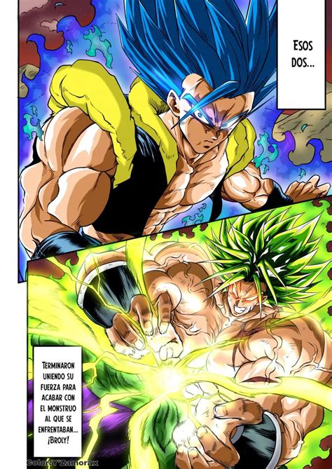 Gogeta Super Saiyajin Blue enfrentándose a Broly Super Saiyajin Legendario