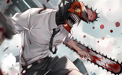Ilustración de Denji como Chainsaw Man luchando contra demonios