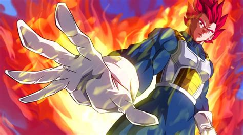 Vegeta en su forma de Super Saiyajin Dios