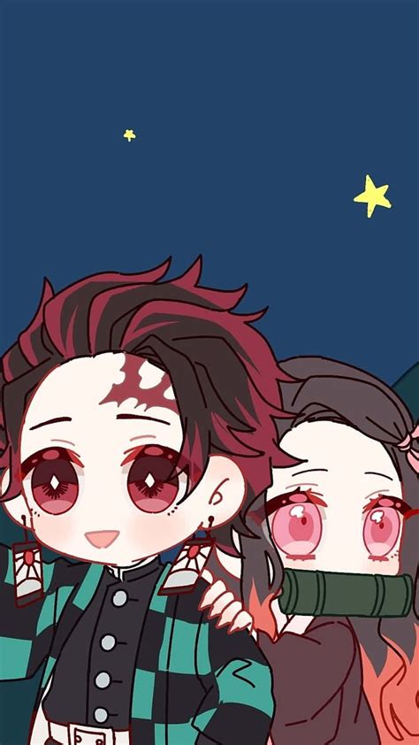Tanjiro y Nezuko en arte Chibi