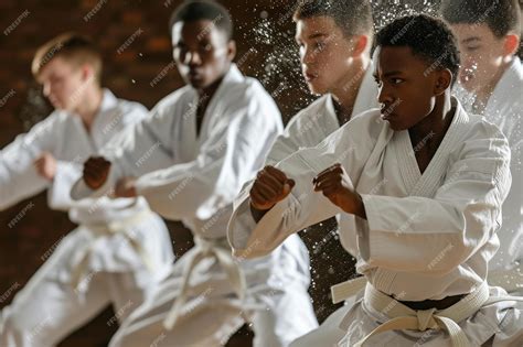 Estudiantes de Karate practicando katas.