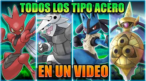 Ilustración de varios Pokémon de tipo Acero