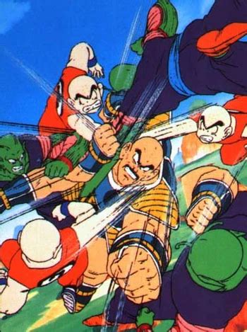 Krilin, Gohan y otros guerreros Z preparándose para la batalla