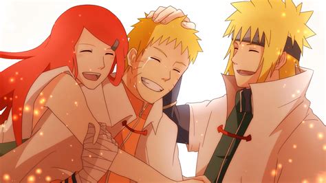 Minato y Kushina protegiendo a Naruto