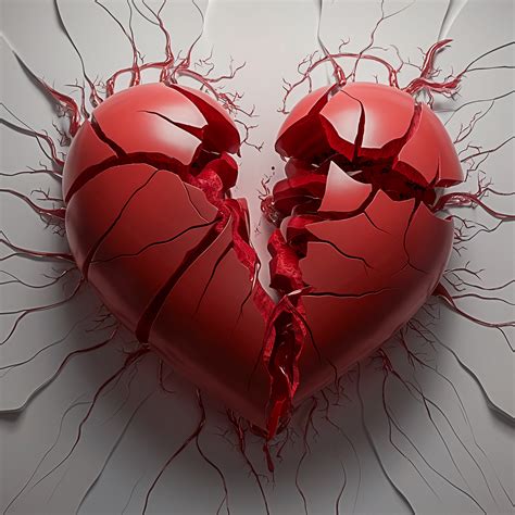 Ilustración de un corazón roto y un corazón entero, simbolizando el desamor y el amor.