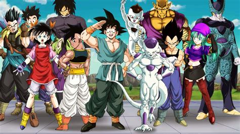 Ilustración de guerreros de Dragon Ball en combate