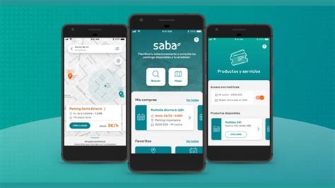 Aplicación móvil Saba gestionando aparcamiento