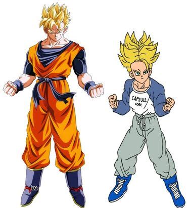 Gohan y Trunks preparándose para luchar contra los androides