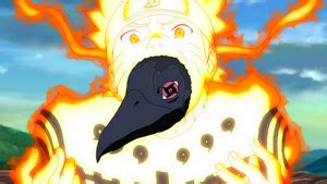 El cuervo saliendo de la boca de Naruto