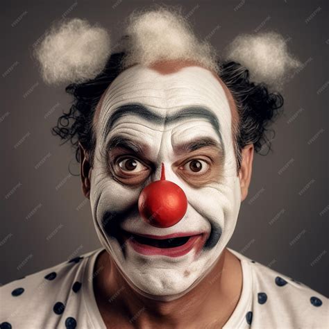 Retrato de Buggy el Payaso con su característico maquillaje y nariz roja.