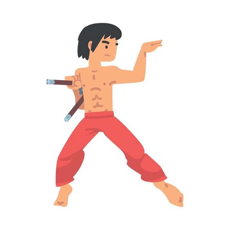 Ilustración de Puggy en combate con su nunchaku llameante.