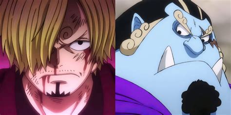 Jinbe consolando a Shirahoshi mientras Sanji sirve té