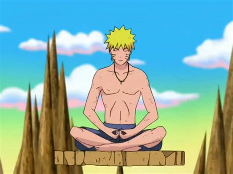 Naruto meditando en una habitación aislada