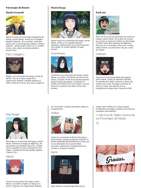 Infografía de los personajes principales de Naruto