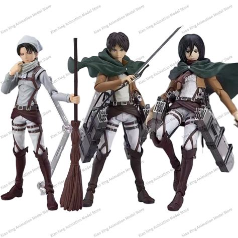 Figuras de acción de Eren Yeager, Levi Ackerman y Armin Arlert en escala 1/8
