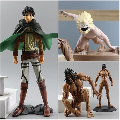 Comparativa de figuras de Shingeki no Kyojin con diferentes niveles de detalle y articulación