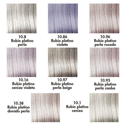 Muestras de diferentes tonos de rubio platino