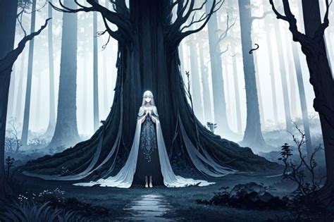 Primera Alicia con espada en un bosque oscuro