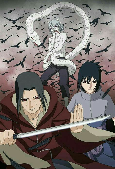 Itachi y Sasuke luchando juntos contra Kabuto