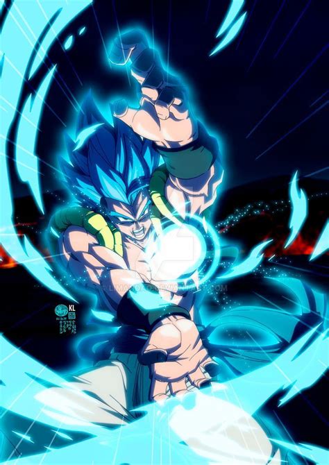 Gogeta Super Saiyan Blue preparándose para lanzar un Kamehameha