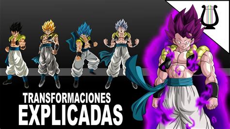Esquema de las transformaciones de Gogeta