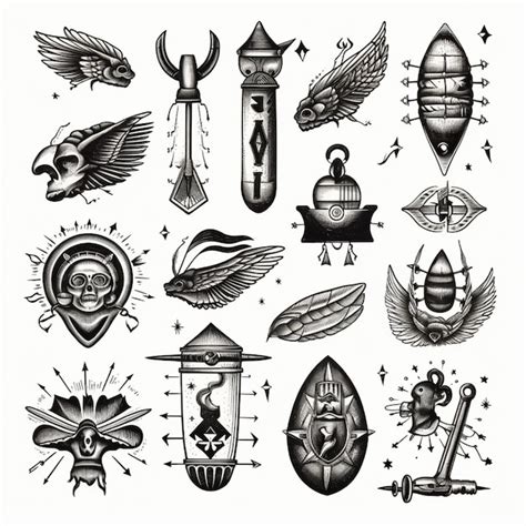 Diagrama mostrando diferentes formas de tatuajes mágicos