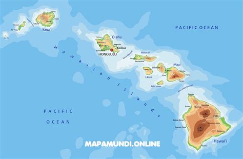 Mapa del archipiélago de Hawái