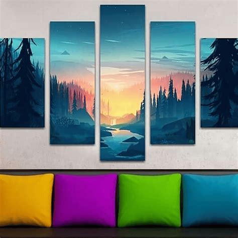 Ejemplo de un cuadro de 5 piezas de Meliodas montado en una pared