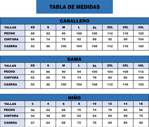 Tabla de medidas para cosplay