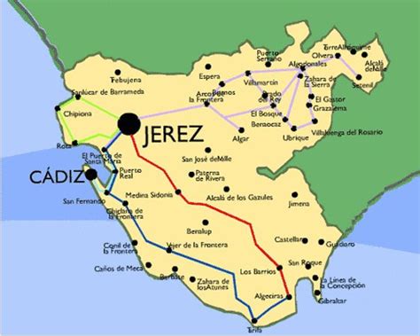 Mapa de Andalucía con Jerez de la Frontera resaltado