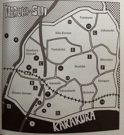 Mapa de Karakura Town, lugar donde transcurre Bleach