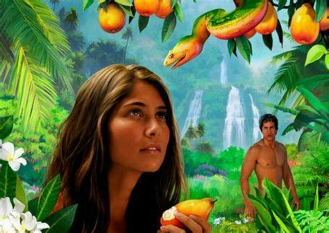 Representación de la caída de Satán y Adán y Eva