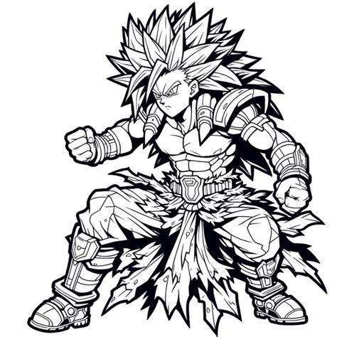 Ilustración de un guerrero Saiyan en estado Super Saiyan