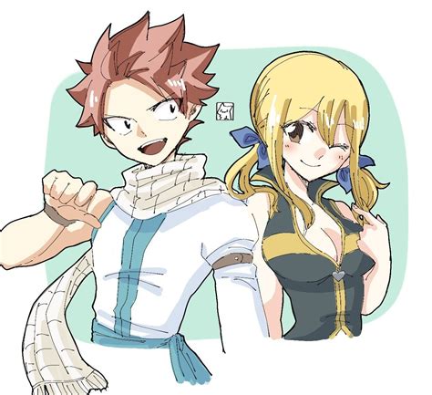 Ilustración de Natsu y Lucy luchando