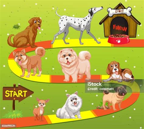 Ilustración de perros en el campo