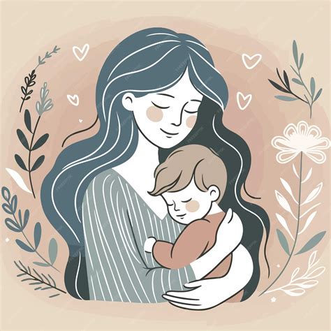 Ilustración de una madre abrazando a su hijo