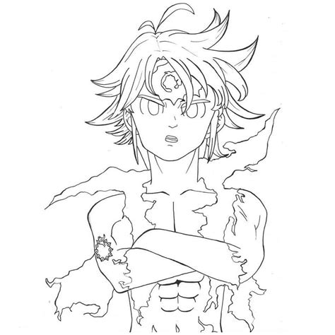 Detalle de la página para colorear de Meliodas Rey Demonio