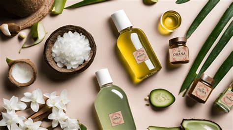 Primeros planos de productos de belleza y sus ingredientes