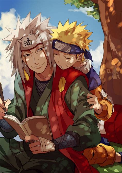 Ilustración de Jiraiya y Naruto