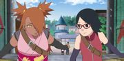 Sarada y Chōchō emprendiendo un viaje