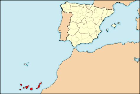 Mapa de España destacando Madrid y Canarias