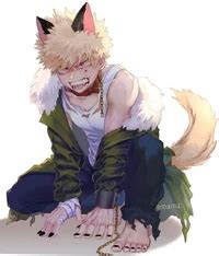 Ilustración de Bakugo Katsuki como un lobo