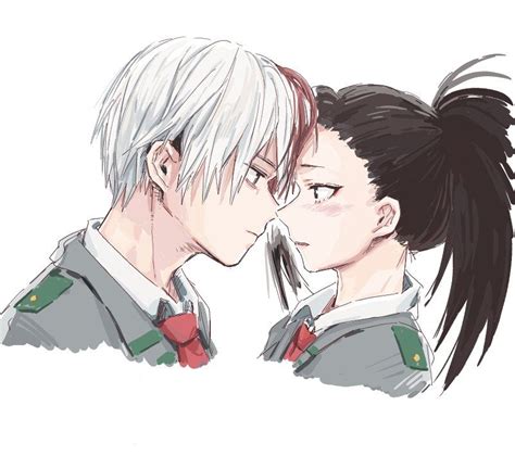 Ilustración oficial de Shoto Todoroki y Momo Yaoyorozu