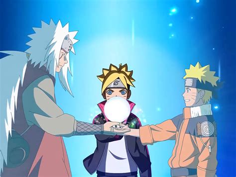 Jiraiya entrenando a Naruto en el Rasengan